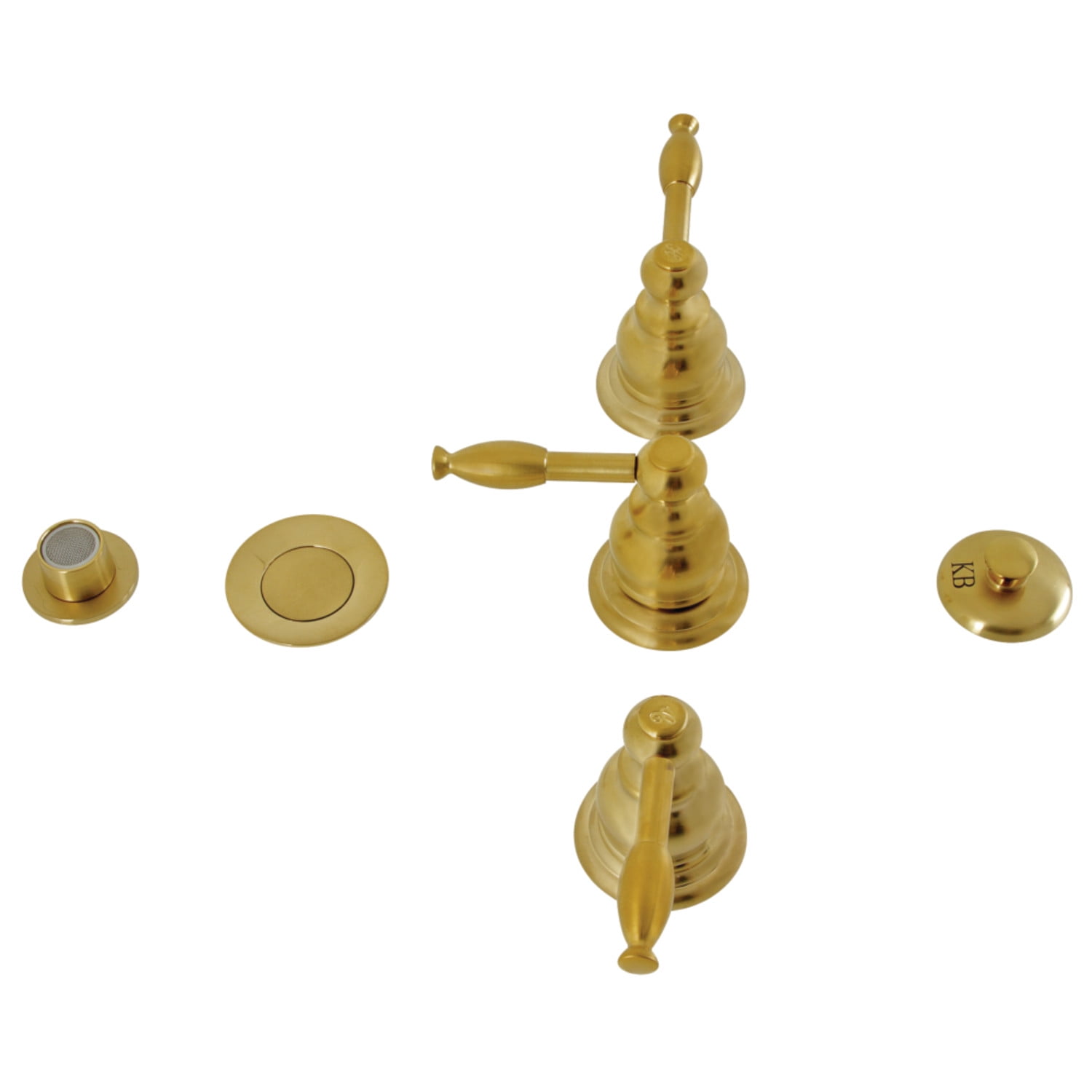 Kingston Brass KB327KL Knight Three-Handle Bidet Faucet, Brushed Brass