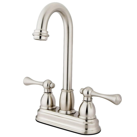 Kingston Brass KB3498BL Vintage Two-Handle 2-Hole Deck Mount Bar Faucet in Brushed Nickel