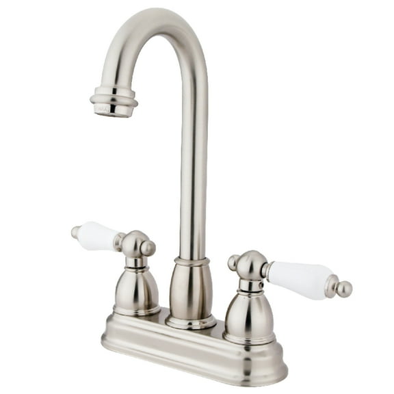Kingston Brass KB3498PL Restoration 4" Centerset Bar Faucet, Brushed Nickel
