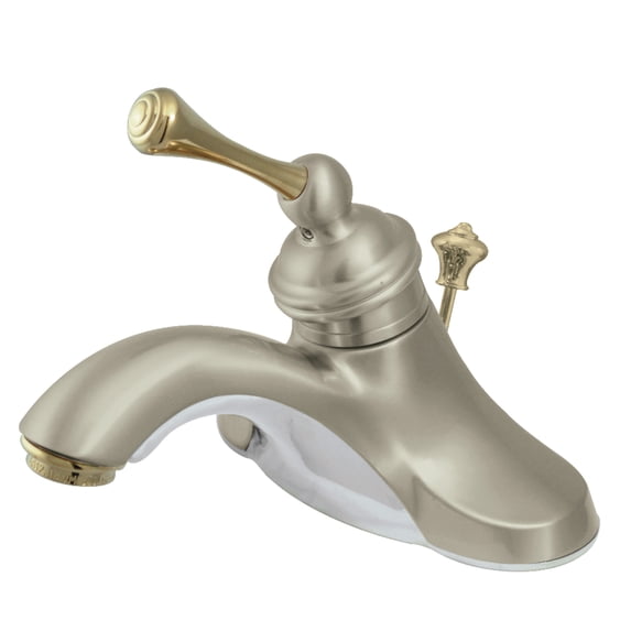 Kingston Brass KB3549BL Vintage Single-Handle 4" Centerset Bathroom Faucet with Pop-Up Drain, Brushed Nickel/Polished Brass