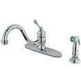 thumbnail image 1 of Kingston KB3571BLSP Single-Handle 2-or-4 Hole Kitchen Faucet with Side Sprayer in Polished Chrome, 1 of 4