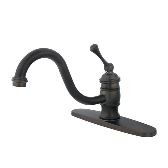 Kingston KB3575BLLS Restoration Single-Handle 1-or-3 Hole Kitchen Faucet in Oil Rubbed Bronze