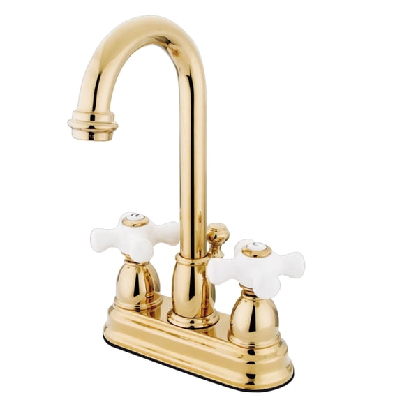 Kingston Brass Restoration Two Handle 4" Centerset Lavatory Faucet with Retail Pop-up