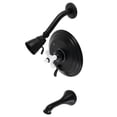 thumbnail image 1 of Kingston Brass KB36300PX Restoration Wall Mount Tub and Shower Faucet, Matte Black, 1 of 5