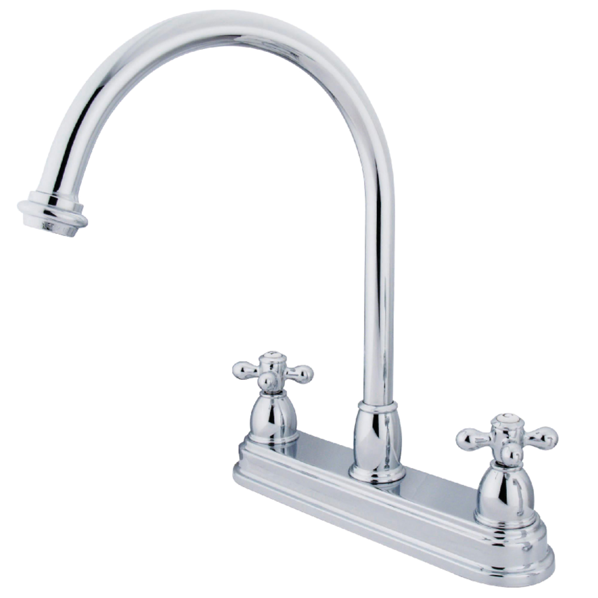 Kingston KB3741AX Restoration Two-Handle 3-Hole 8" Centerset Kitchen Faucet in Polished Chrome