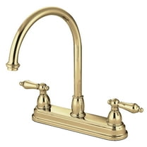 Kingston KB3742AL Restoration Two-Handle 3-Hole 8" Centerset Kitchen Faucet in Polished Brass