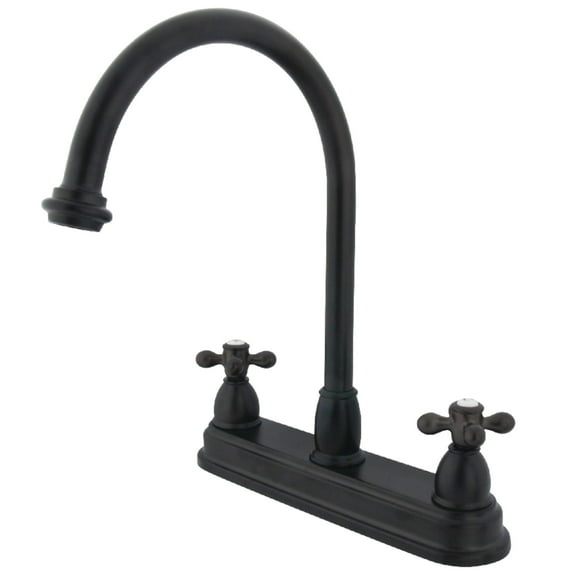 Kingston KB3745AX Restoration Two-Handle 3-Hole 8" Centerset Kitchen Faucet in Oil Rubbed Bronze