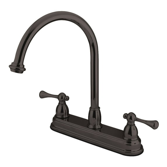 Kingston KB3745BL Two-Handle 3-Hole 8" Centerset Kitchen Faucet in Oil Rubbed Bronze