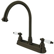 Kingston KB3745PL Restoration Two-Handle 3-Hole 8" Centerset Kitchen Faucet in Oil Rubbed Bronze