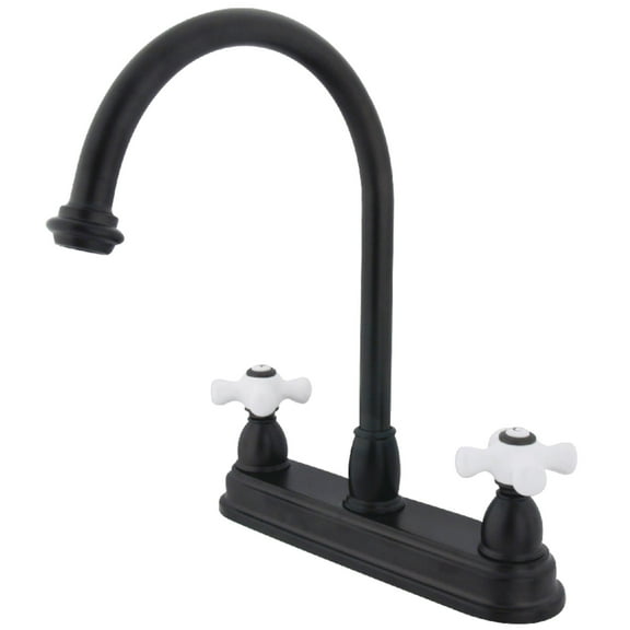 Kingston KB3745PX Restoration Two-Handle 3-Hole 8" Centerset Kitchen Faucet in Oil Rubbed Bronze