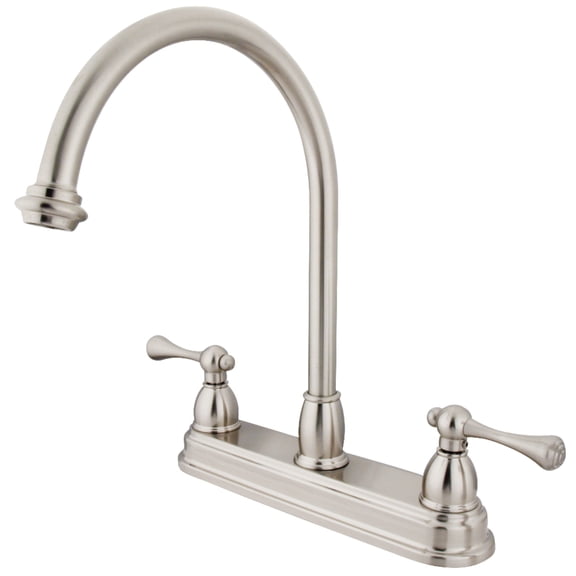 Kingston KB3748BL Two-Handle 3-Hole 8" Centerset Kitchen Faucet in Brushed Nickel
