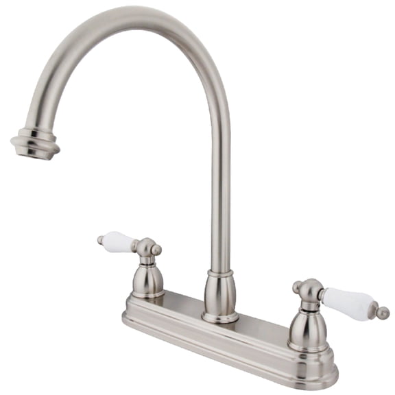 Kingston KB3748PL Restoration Two-Handle 3-Hole 8" Centerset Kitchen Faucet in Brushed Nickel