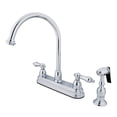 thumbnail image 1 of Kingston KB3751ALBS Restoration Two-Handle 4-Hole 8" Centerset Kitchen Faucet with Brass Sprayer in Polished Chrome, 1 of 4