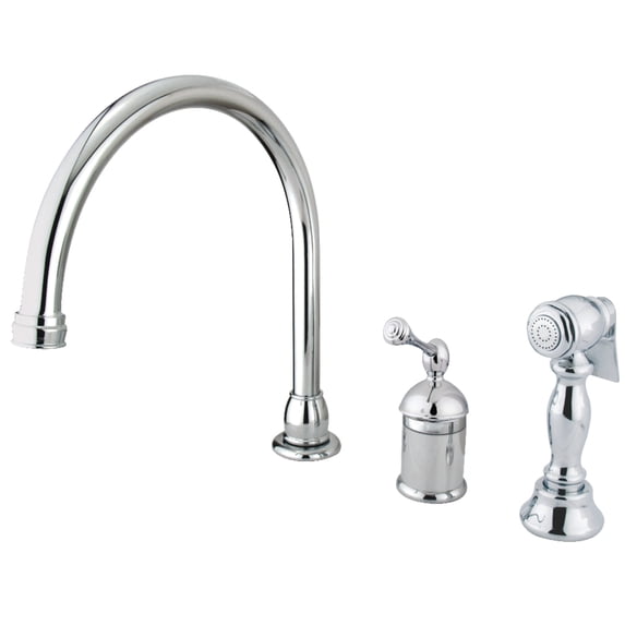 Kingston Brass KB3811BLBS Georgian Single-Handle 3-Hole Widespread Kitchen Faucet with Brass Sprayer in Polished Chrome