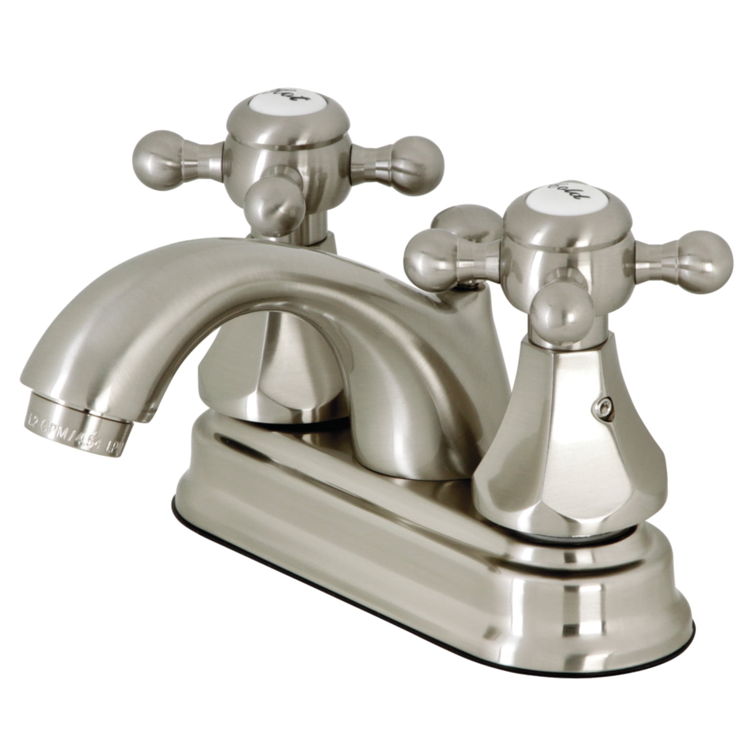 Kingston Brass KB4608BX Metropolitan 4 in. Centerset Bathroom Faucet with Pop-Up Drain, Brushed Nickel