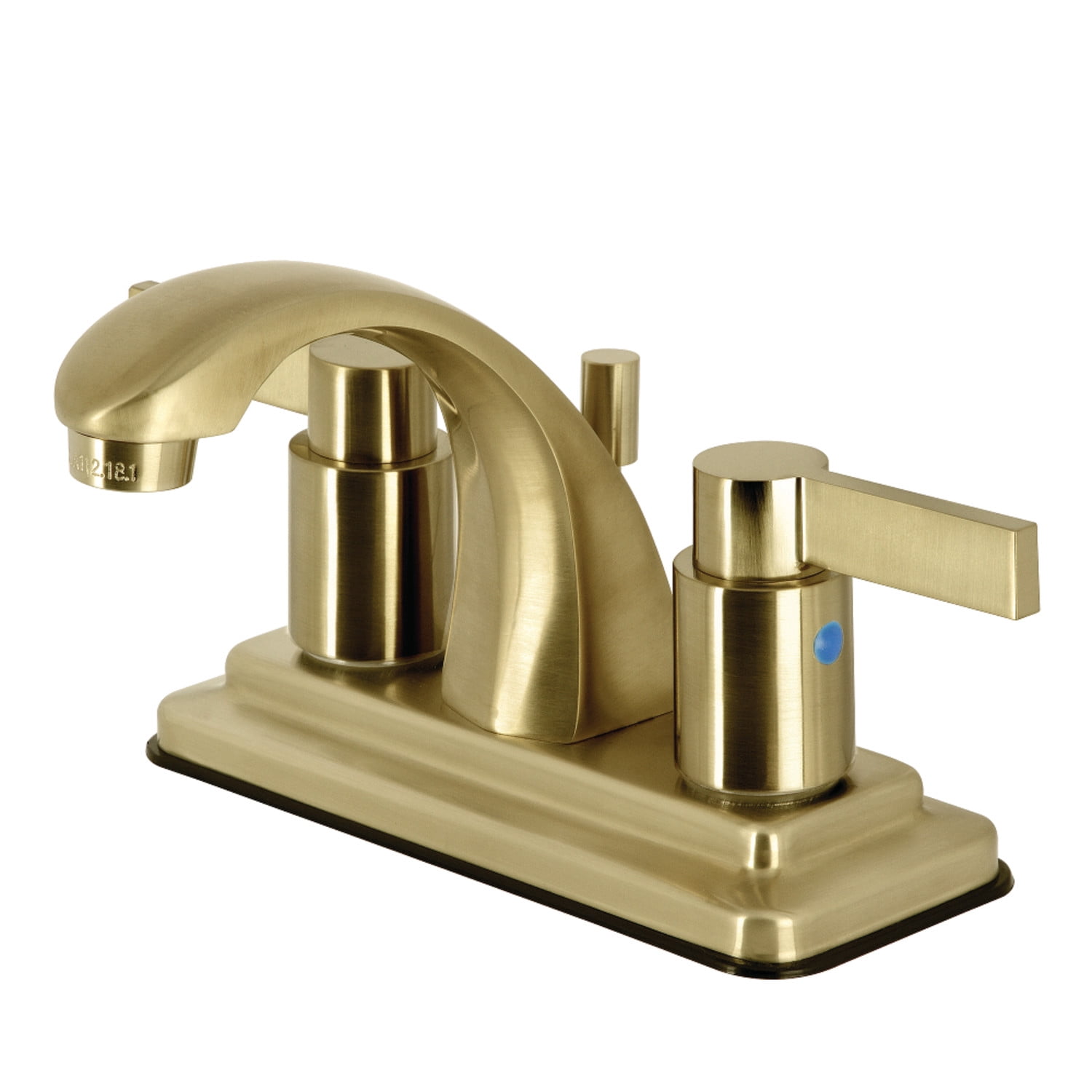 Kingston Brass KB4647NDL NuvoFusion 4 in. Centerset Bathroom Faucet, Brushed Brass