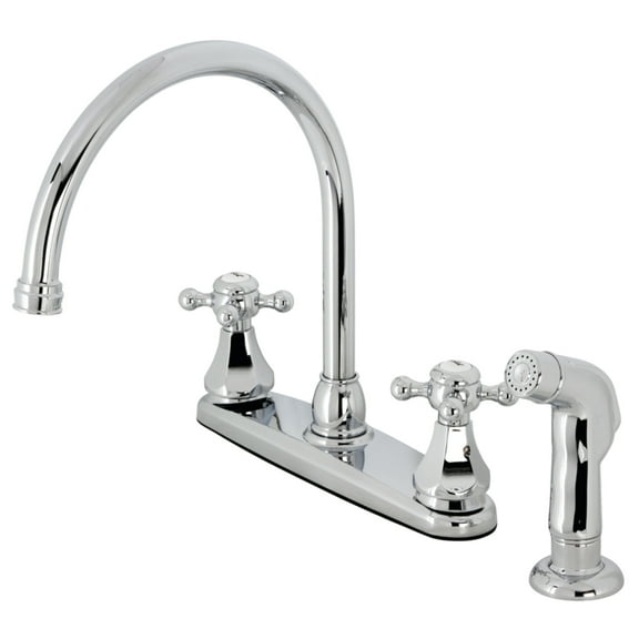 Kingston KB4721BXSP Metropolitan Two-Handle 4-Hole 8" Centerset Kitchen Faucet with Side Sprayer in Polished Chrome