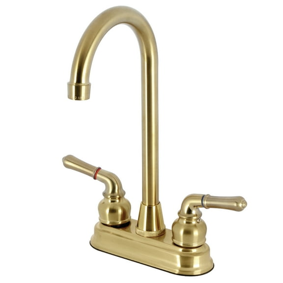 Kingston Brass KB497SB Magellan Two-Handle 4" Centerset Bar Faucet, Brushed Brass