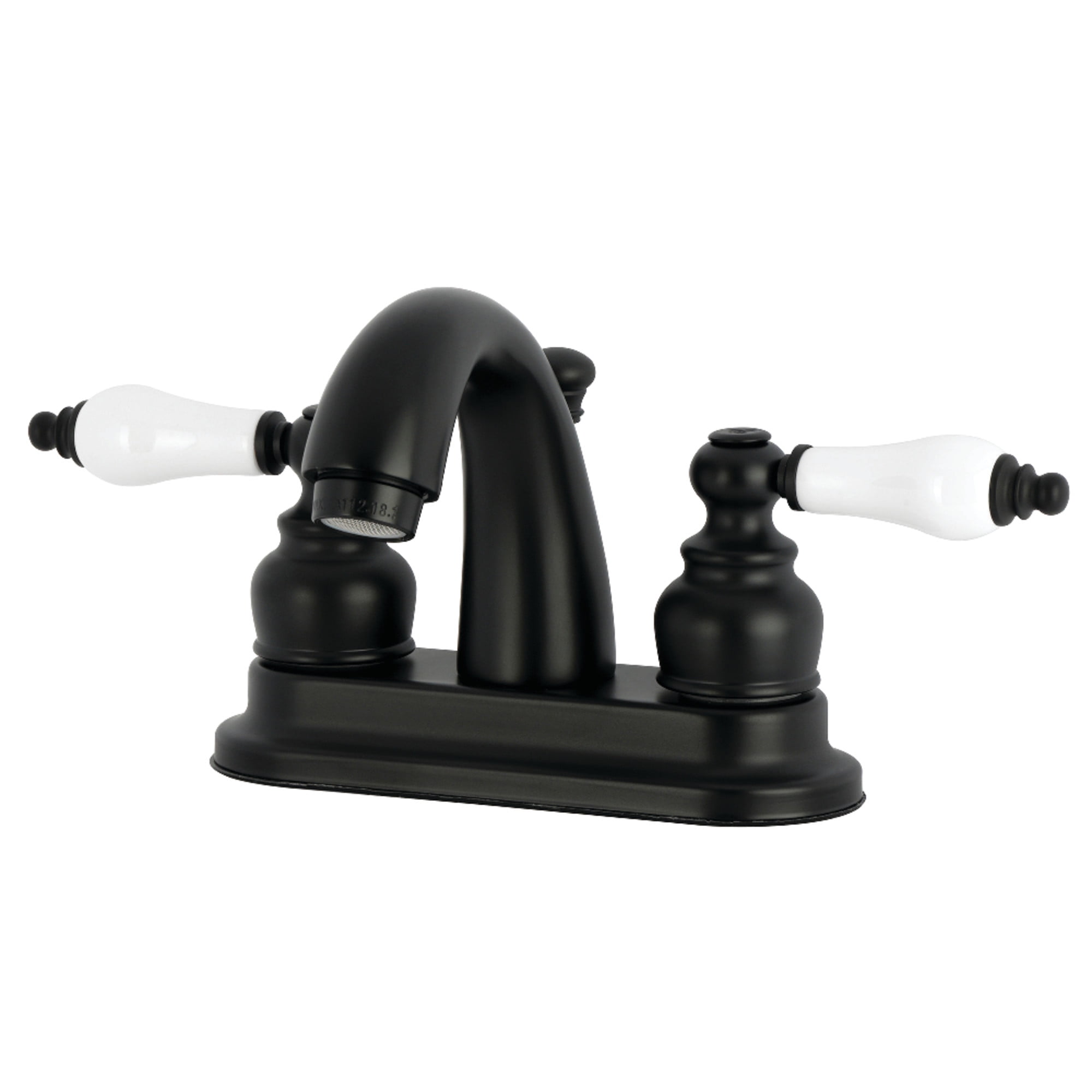 Kingston Brass KB5610PL Double-Handle 3-Hole Deck Mount 4-Inch Centerset Bathroom Faucet with Pop-Up Drain in Matte Black