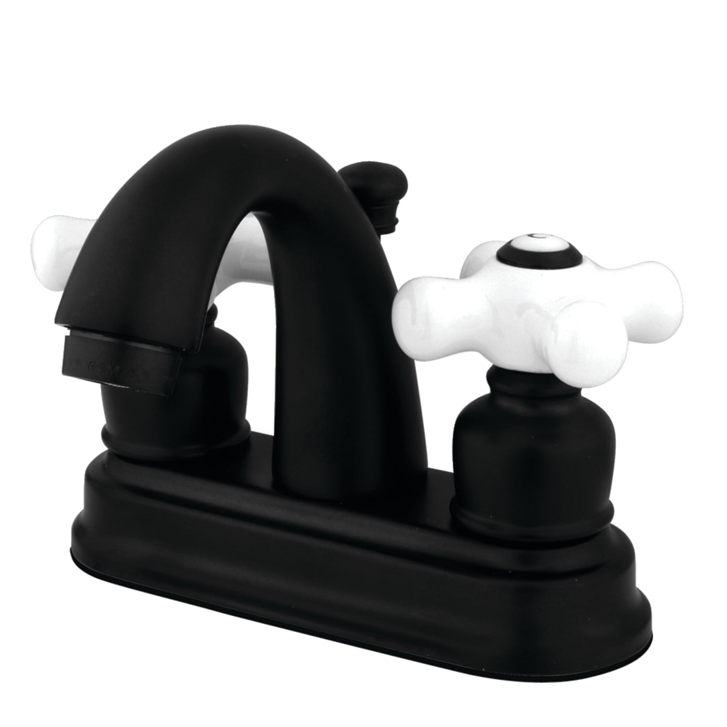 Matte Black and White Brass Traditional Bathroom Faucet