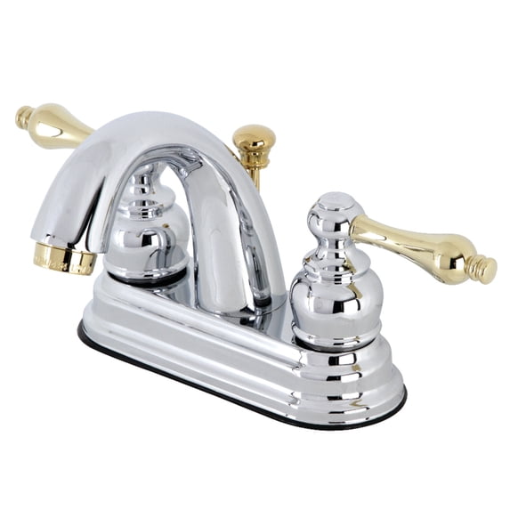 Kingston Brass KB5614AL Restoration 4 in. Centerset Bathroom Faucet, Polished Chrome/Polished Brass