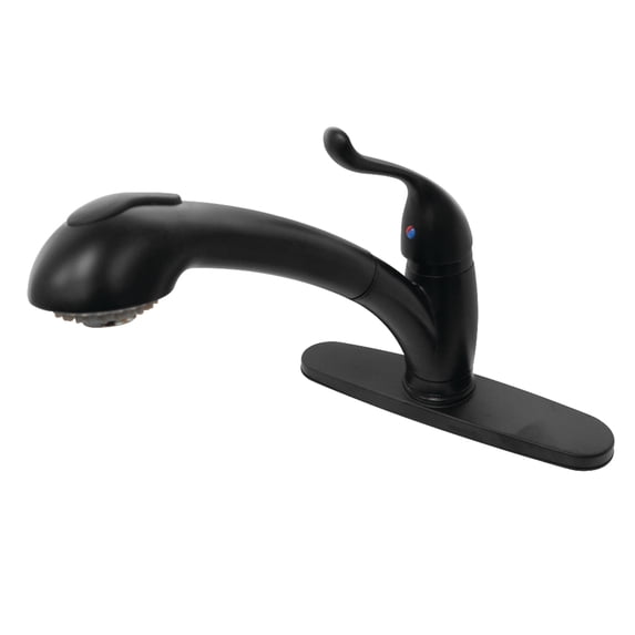 Kingston Brass KB5700YL Yosemite Single-Handle 1-or-3 Hole Pull-Out Sprayer Kitchen Faucet in Matte Black
