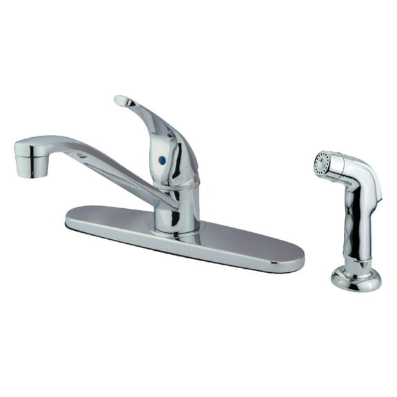 Kingston KB5720SP One-Handle 4-Hole 8" Centerset Kitchen Faucet with Side Sprayer in Polished Chrome
