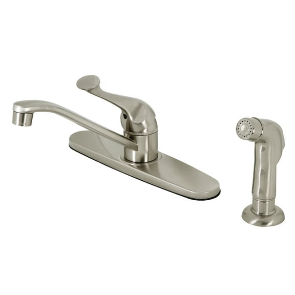 Kingston KB572SNSP One-Handle 4-Hole 8" Centerset Kitchen Faucet with Side Sprayer in Brushed Nickel