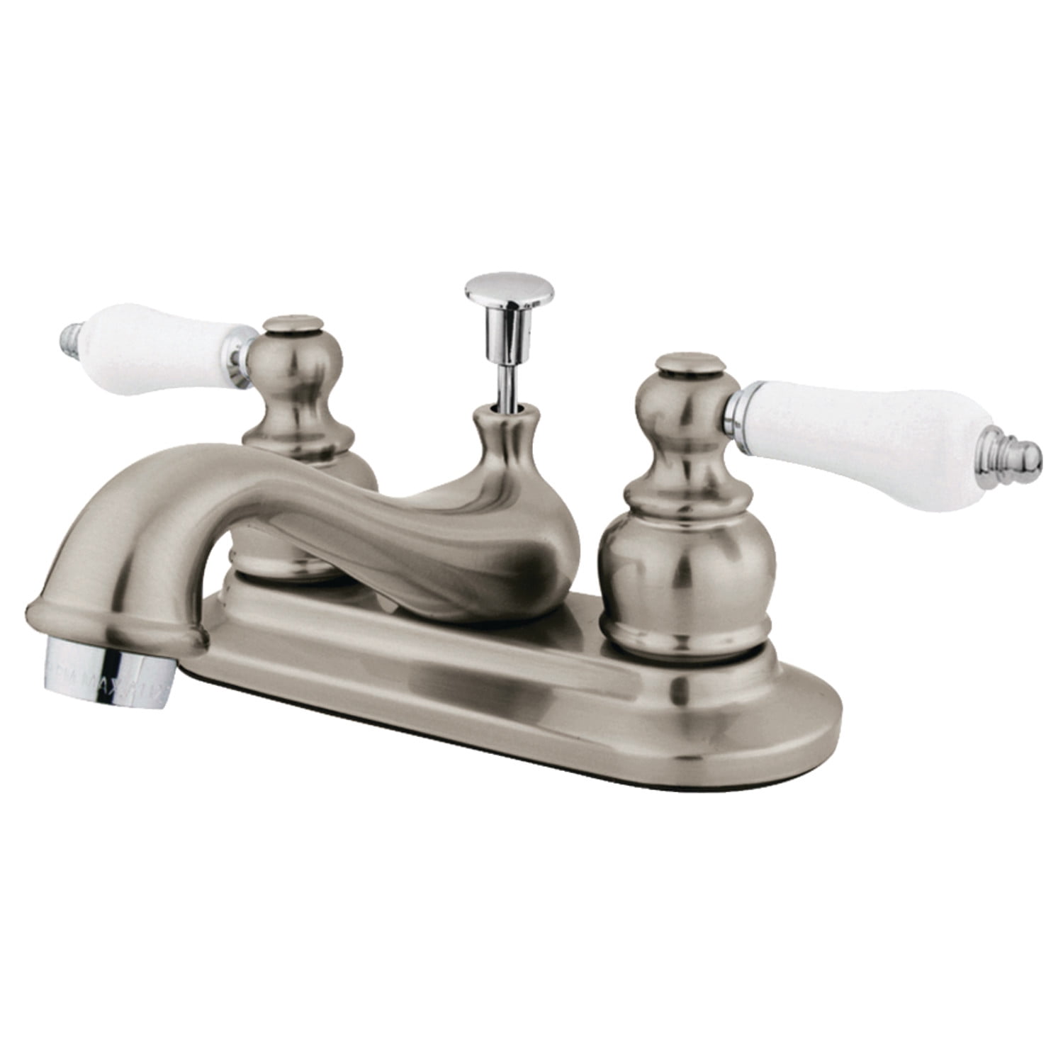 Victorian Brushed Nickel and Chrome Centerset Bathroom Faucet