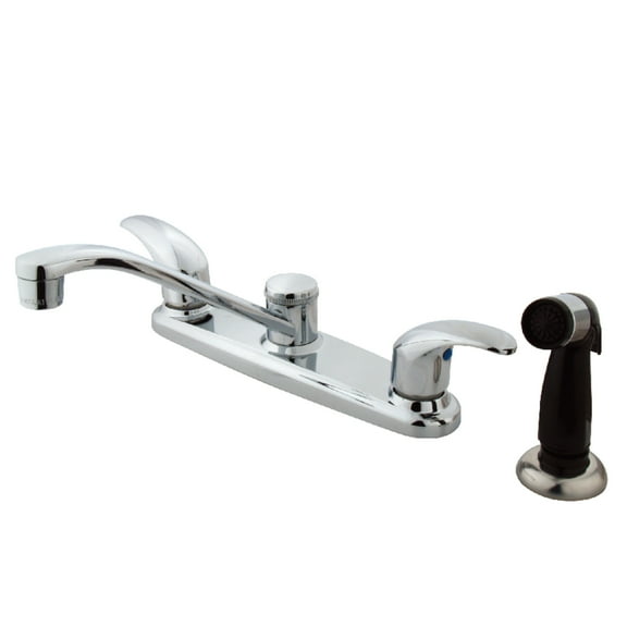 Kingston KB6272LL Legacy Two-Handle 4-Hole 8" Centerset Kitchen Faucet with Side Sprayer in Polished Chrome