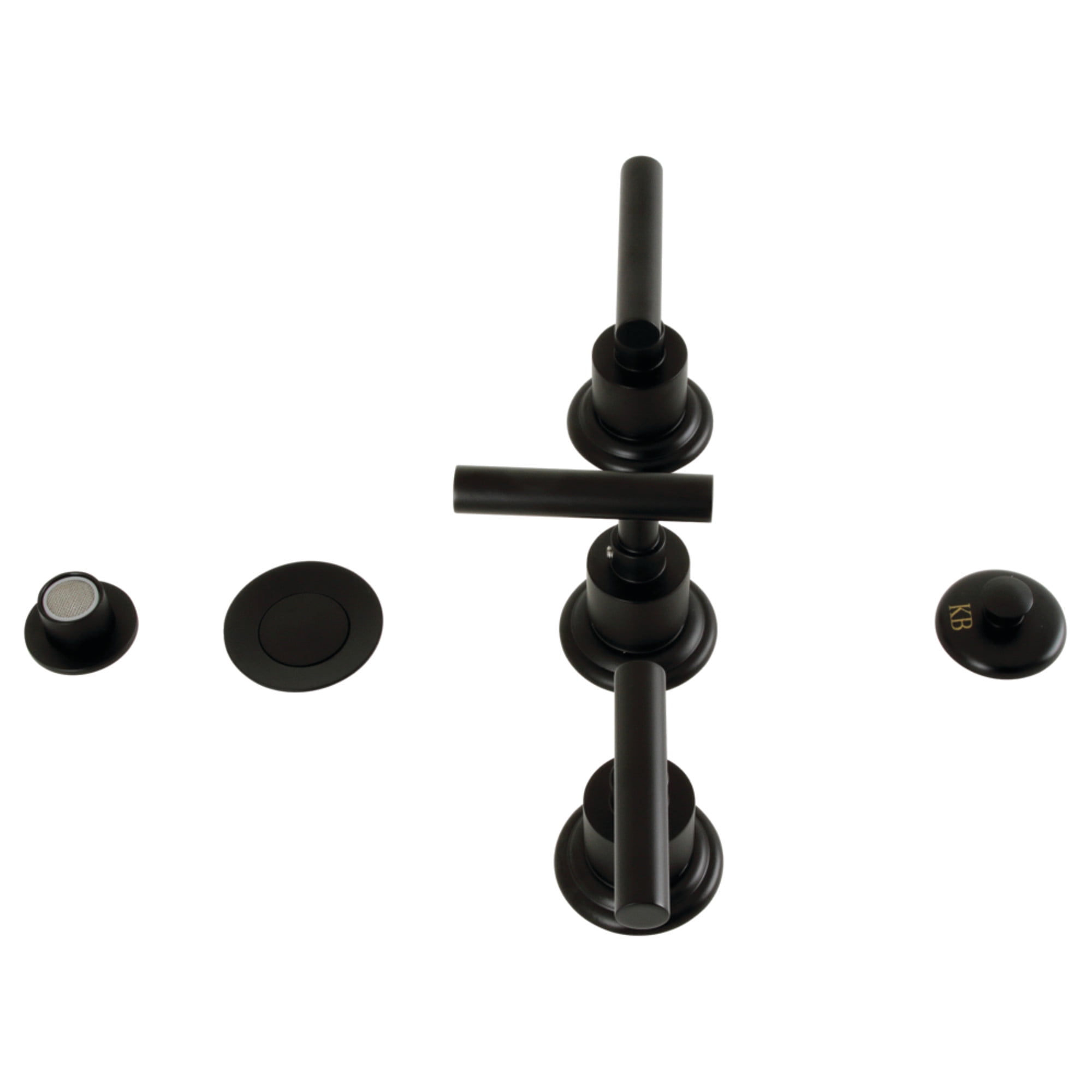 Kingston Brass KB6320CML Manhattan Three-Handle Bidet Faucet with Brass Pop-Up, Matte Black