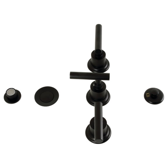 Kingston Brass KB6320CML Manhattan Three-Handle Bidet Faucet with Brass Pop-Up, Matte Black