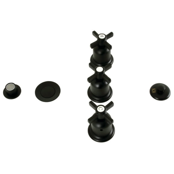 Kingston Brass KB6320ZX Millennium Three-Handle Bidet Faucet with Brass Pop-Up, Matte Black