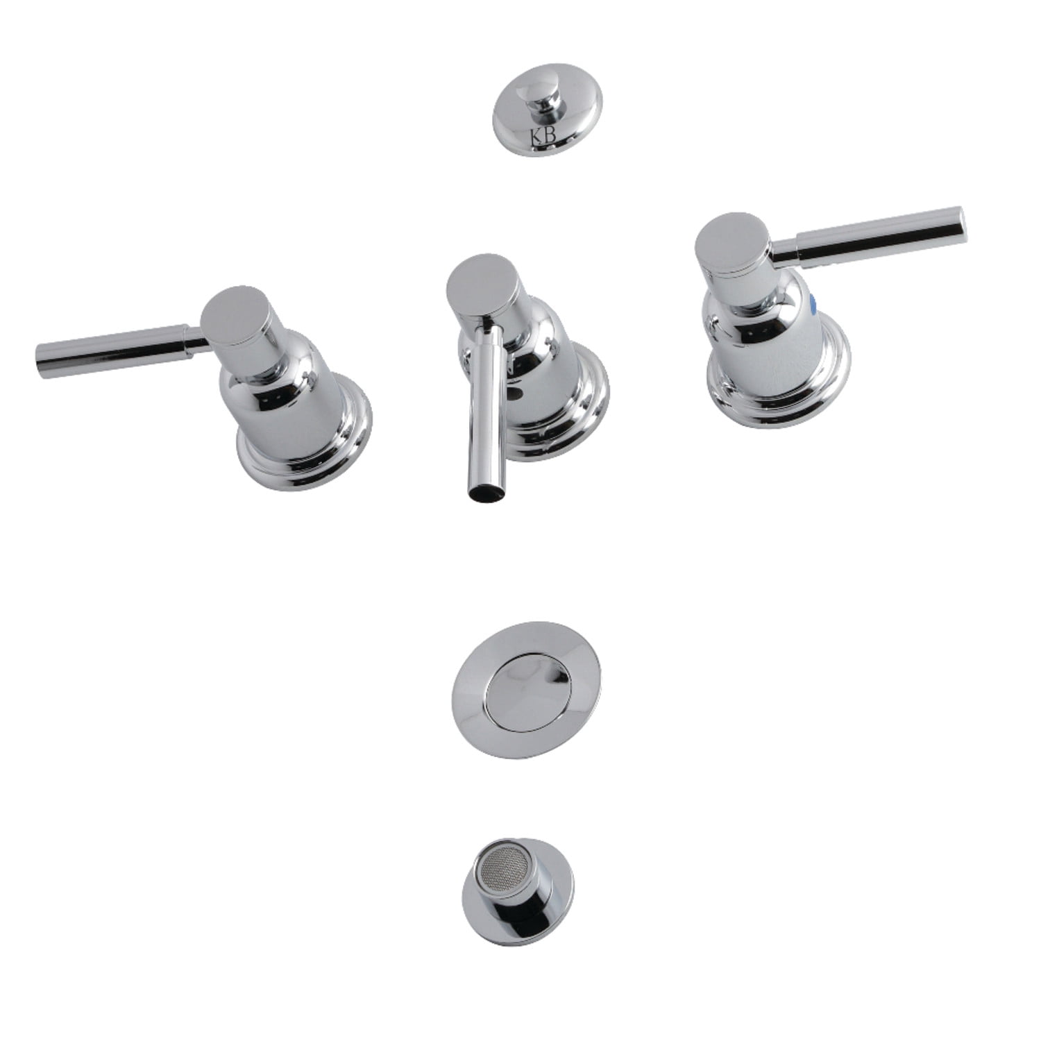 Polished Chrome Brass Three-Handle Bidet Faucet Set