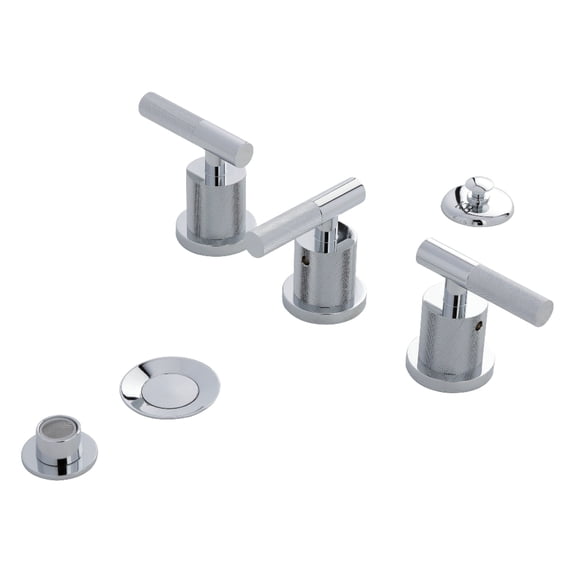 Kingston Brass KB6321KNL Convergent Three-Handle Bidet Faucet with Knurled Handle and Brass Pop-Up, Polished Chrome