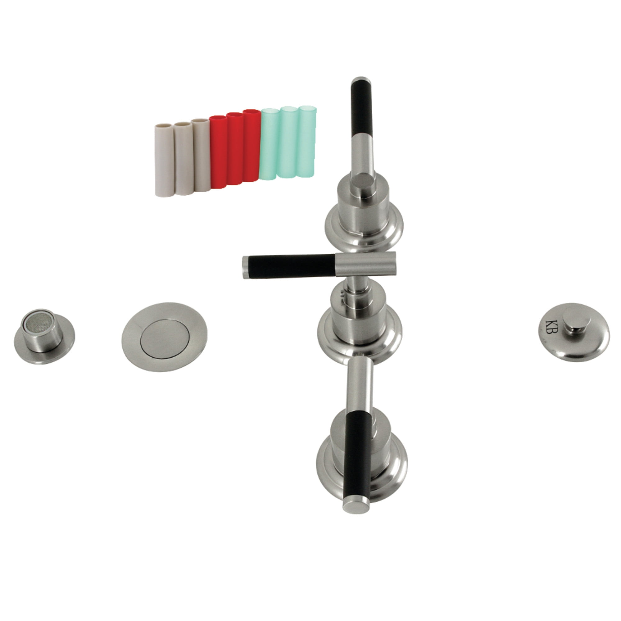 Kingston Brass KB6328CKL Kaiser Three-Handle Bidet Faucet with Brass Pop-Up, Brushed Nickel