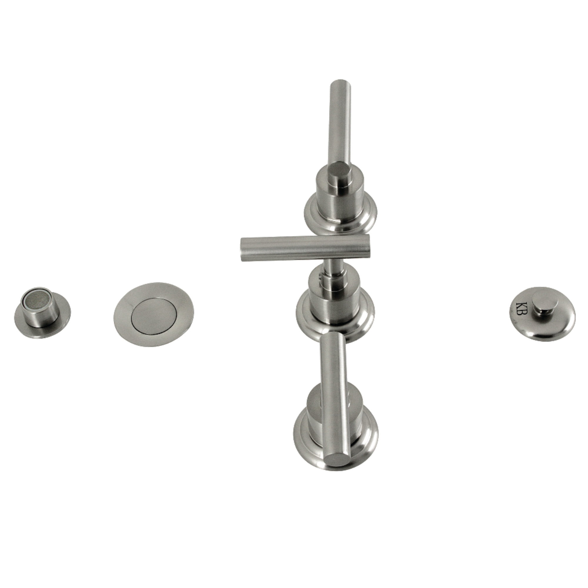 Kingston Brass KB6328CML Manhattan Three-Handle Bidet Faucet with Brass Pop-Up, Brushed Nickel