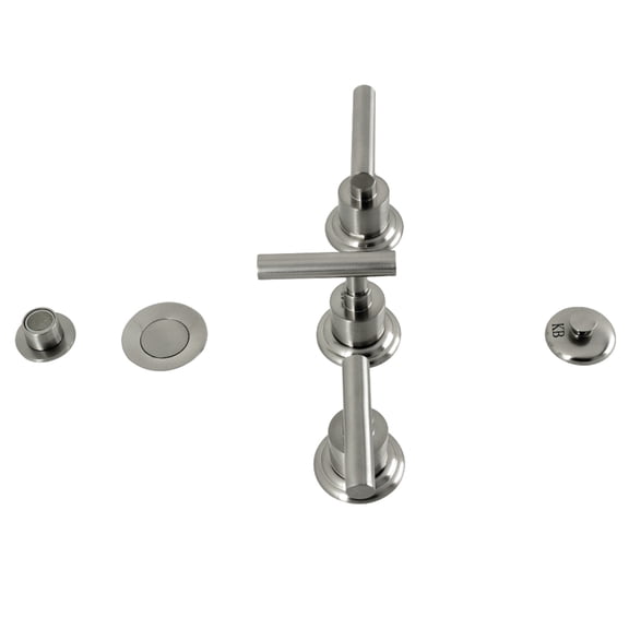 Kingston Brass KB6328CML Manhattan Three-Handle Bidet Faucet with Brass Pop-Up, Brushed Nickel