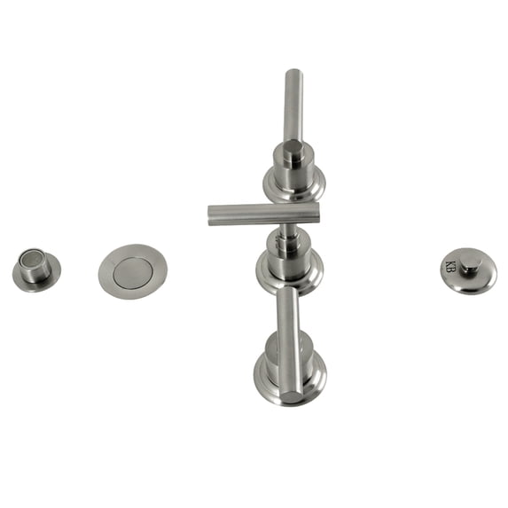 Kingston Brass KB6328CML Manhattan Three-Handle Bidet Faucet with Brass Pop-Up, Brushed Nickel