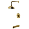 thumbnail image 1 of Kingston Brass KB6337PL Demure Single-Handle Pressure Balanced Tub and Shower Faucet, Brushed Brass, 1 of 7