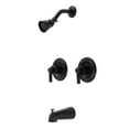 thumbnail image 1 of Kingston Brass KB660NDL NuvoFusion Two-Handle Tub and Shower Faucet with Volume Control, Matte Black, 1 of 3