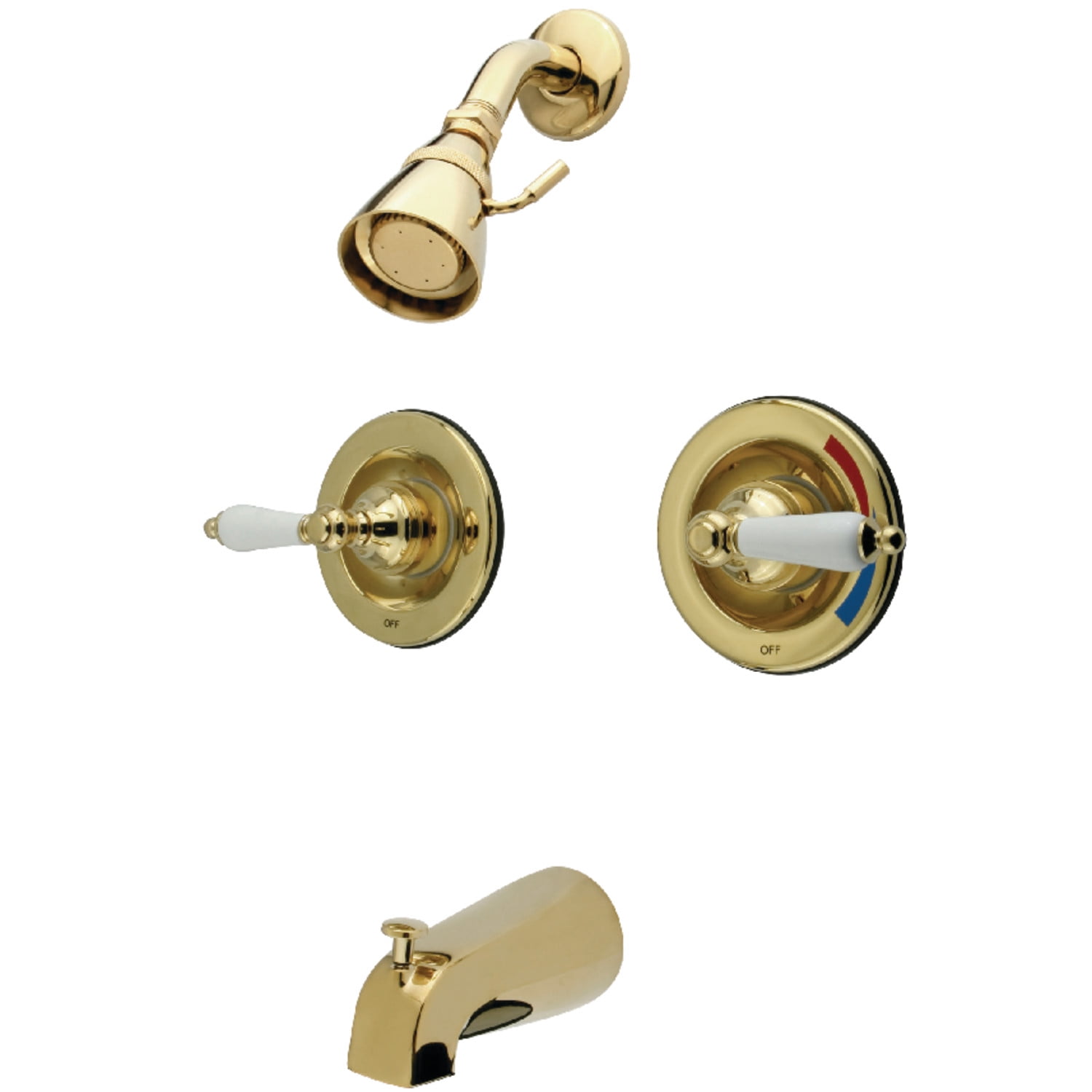 Polished Brass Multi-Head Wall Mounted Tub and Shower Faucet