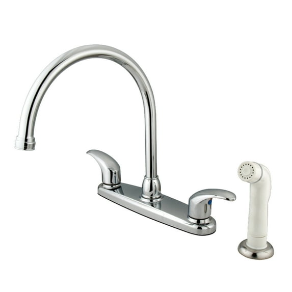 Kingston KB6791LL Legacy Two-Handle 4-Hole 8" Centerset Kitchen Faucet with Side Sprayer in Polished Chrome