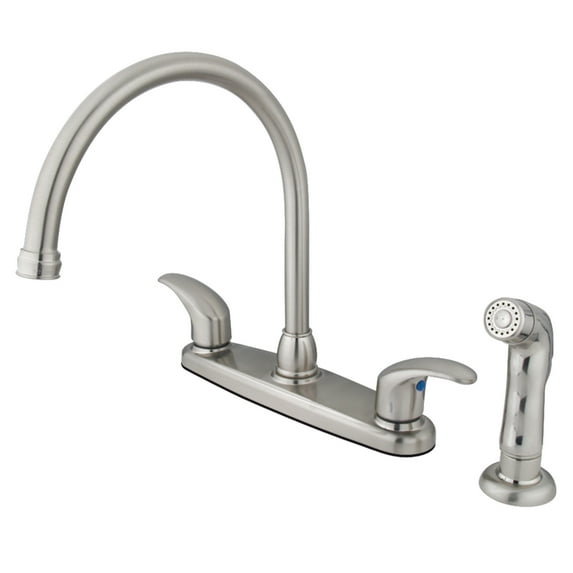 Kingston KB6798LLSP Legacy Two-Handle 4-Hole 8" Centerset Kitchen Faucet with Side Sprayer in Brushed Nickel
