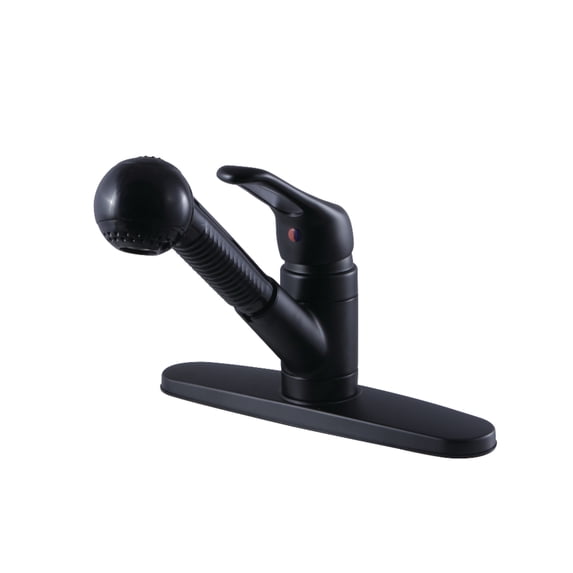 Kingston Brass KB700SP Single-Handle 1-or-3 Hole Deck Mount Pull-Out Sprayer Kitchen Faucet in Matte Black