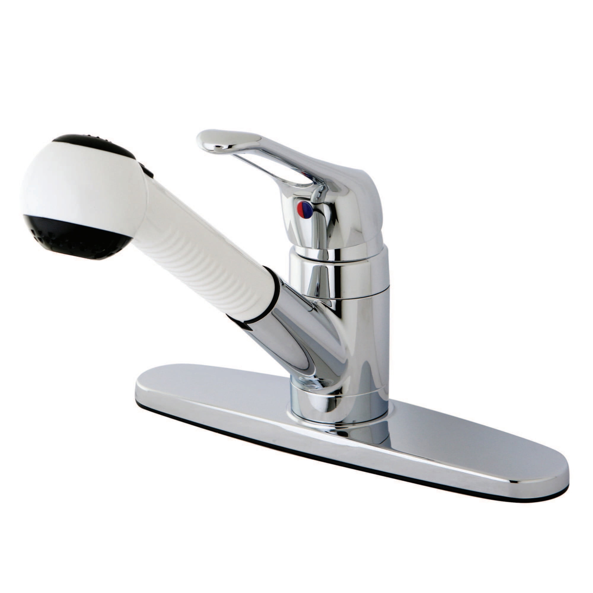 Kingston Brass KB701 Single-Handle 1-or-3 Hole Deck Mount Pull-Out Sprayer Kitchen Faucet in Polished Chrome