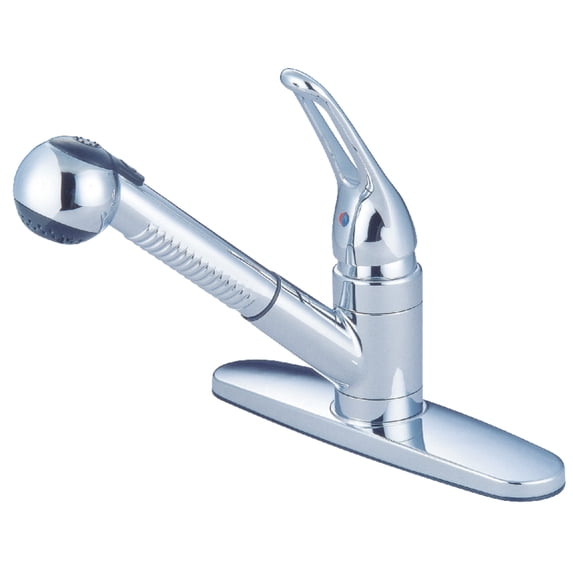 Kingston Brass KB701SP Single-Handle 1-or-3 Hole Deck Mount Pull-Out Sprayer Kitchen Faucet in Polished Chrome