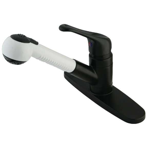Kingston Brass KB705 Single-Handle 1-or-3 Hole Deck Mount Pull-Out Sprayer Kitchen Faucet in Oil Rubbed Bronze