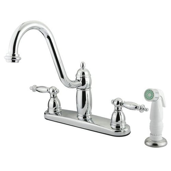 Kingston Brass KB7111TL Templeton 8-Inch Kitchen Faucet with White Sprayer, P...