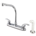 thumbnail image 1 of Kingston KB711LL Legacy Two-Handle 4-Hole 8" Centerset Kitchen Faucet with Side Sprayer in Polished Chrome, 1 of 4